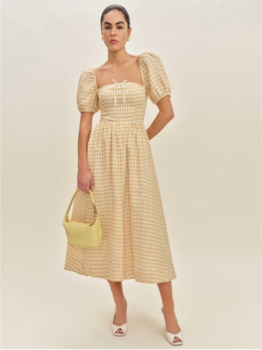 Reformation Marella Linen Maxi Dress Sunshine Check